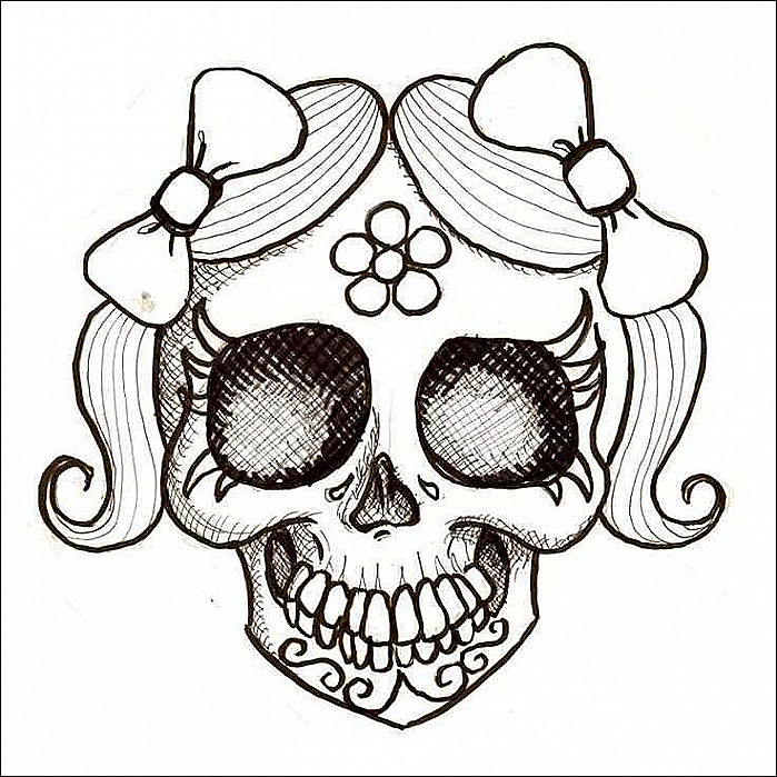 699x699 Girl Sugar Skulls Coloring Pages Printable Panda Skull Drawing