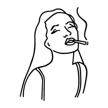 354x354 Vintage Old School Smoking Girl Long Hair Temporary Tattoo Sticker