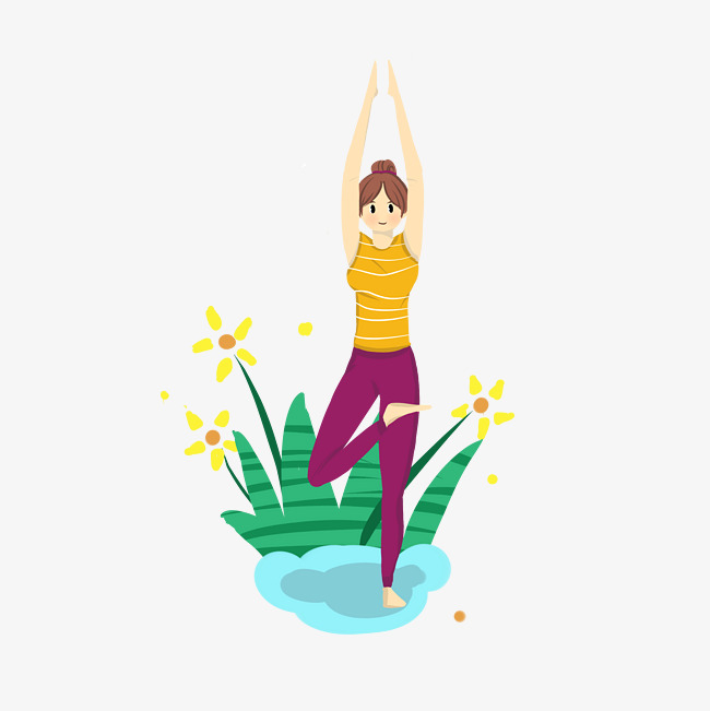 650x651 Yoga Girl Standing Pose Hand Drawing Image