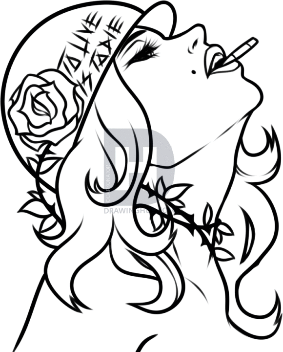 580x720 How To Draw A Crying Girl Tattoo, Step