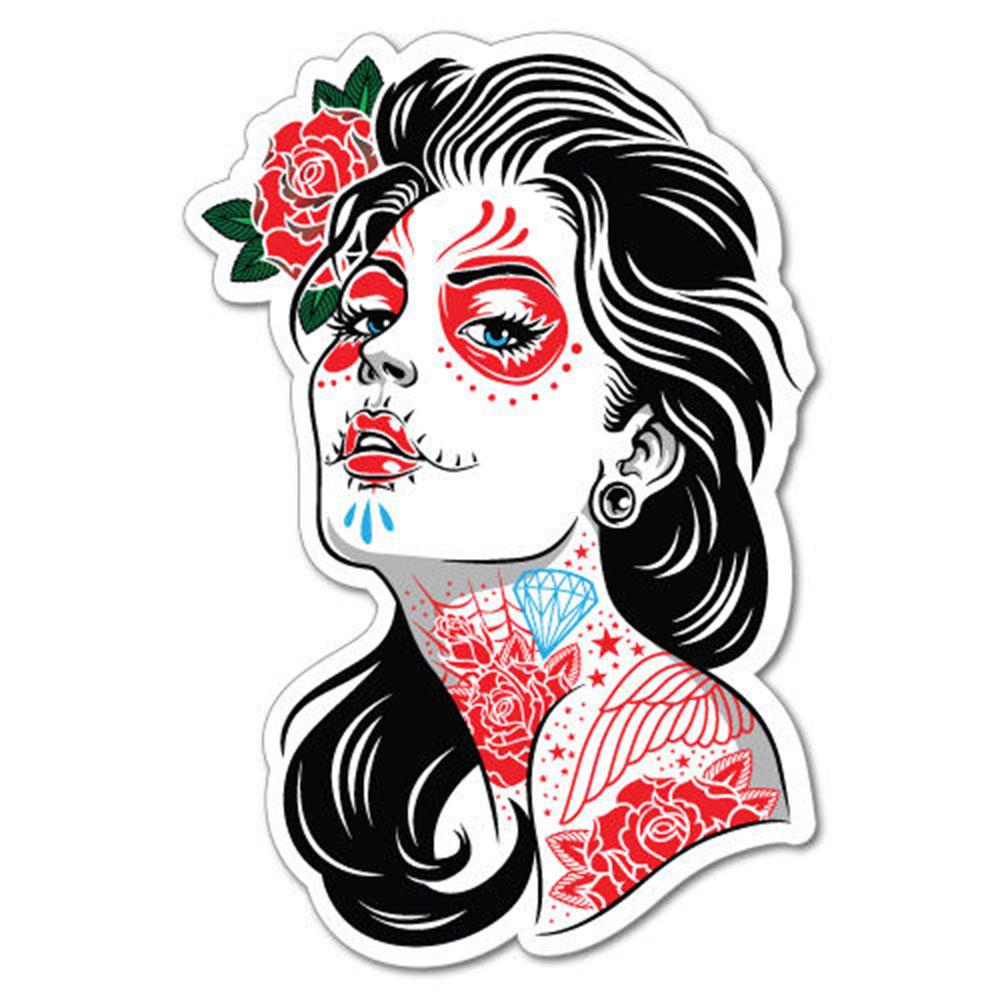 1000x1000 Skull Tattoo Girl Girl Sticker Tattoo Art Sailor Vinyl