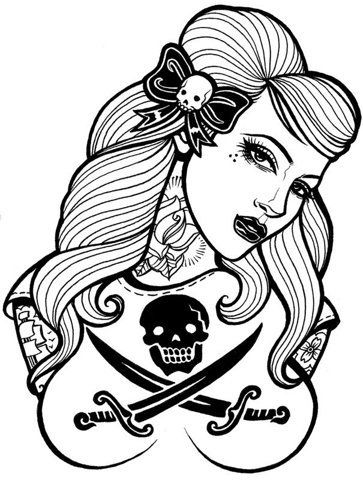 363x480 Backup Visual Pin Ups Pirate Girl Tattoos, Coloring Pages