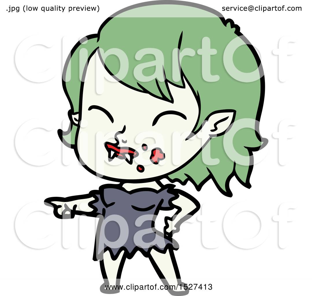1080x1024 Cartoon Vampire Girl With Blood On Cheek
