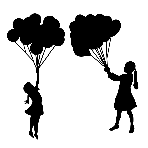 601x601 Collection Of 'girl Holding Balloon Silhouette' Download More