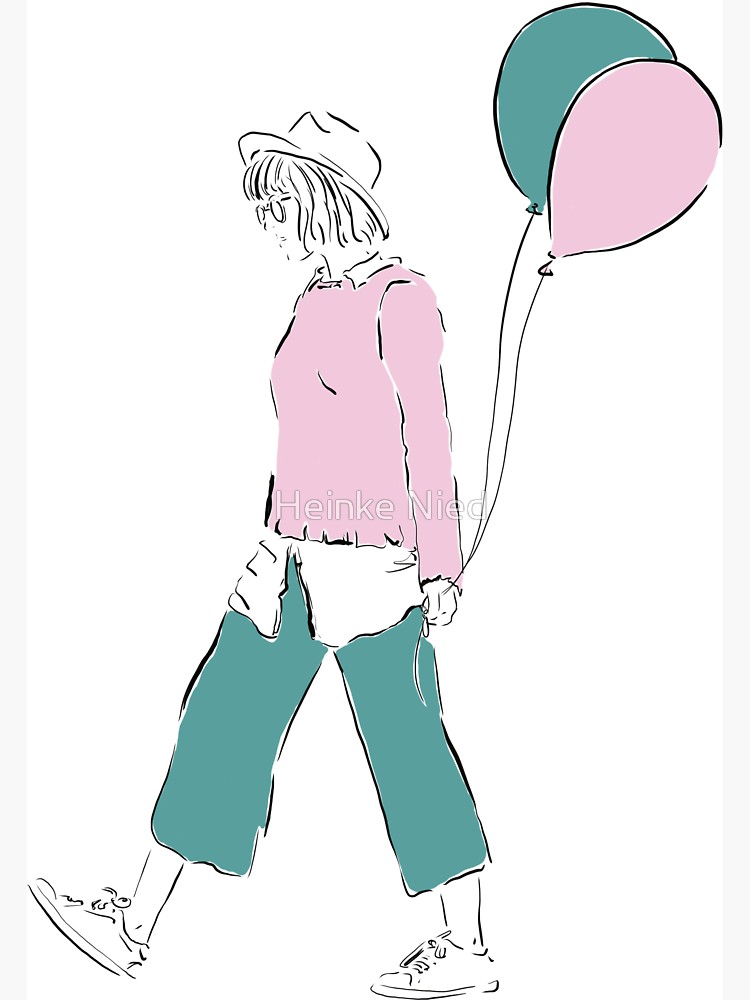 750x1000 Girl With Balloons, Fashion Illustration Sticker