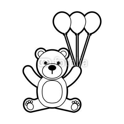 400x400 Baby Shower Teddy Girl And Balloon Cute Animal Vector Illustration