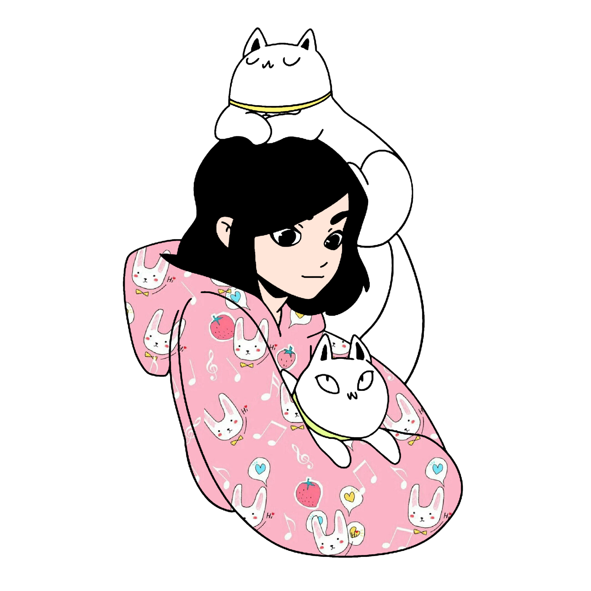 2000x2000 mysticker girl cat draw freetoedit mimi ftestic