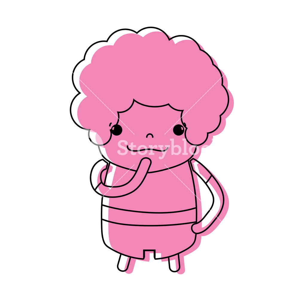 1000x1000 Color Boy With Curly Hair And Thinking Face Vector Illustration
