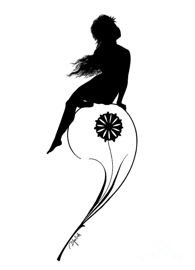650x900 Fairy Perched On A Flower Drawing