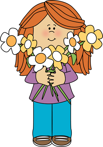 352x500 Girl Holding A Bunch Of Flowers Printable Magnets Or Scrap Book