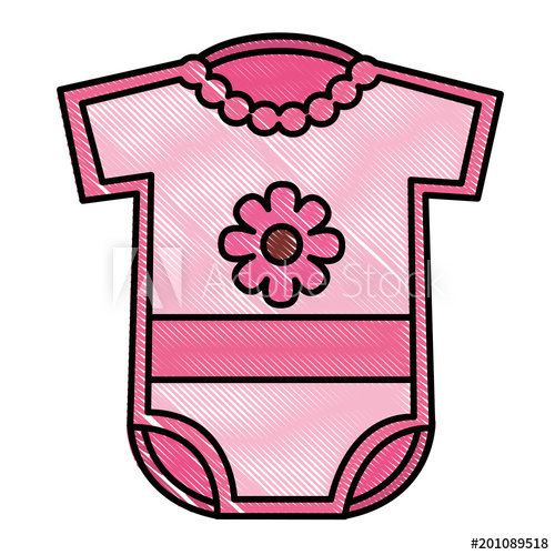 500x500 Cute Pink Clothes With Flower Girl Baby Shower Vector Illustration