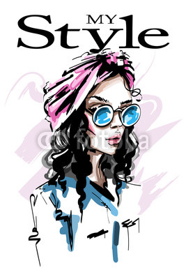 267x400 Hand Drawn Beautiful Young Woman With Headband On Her Hair