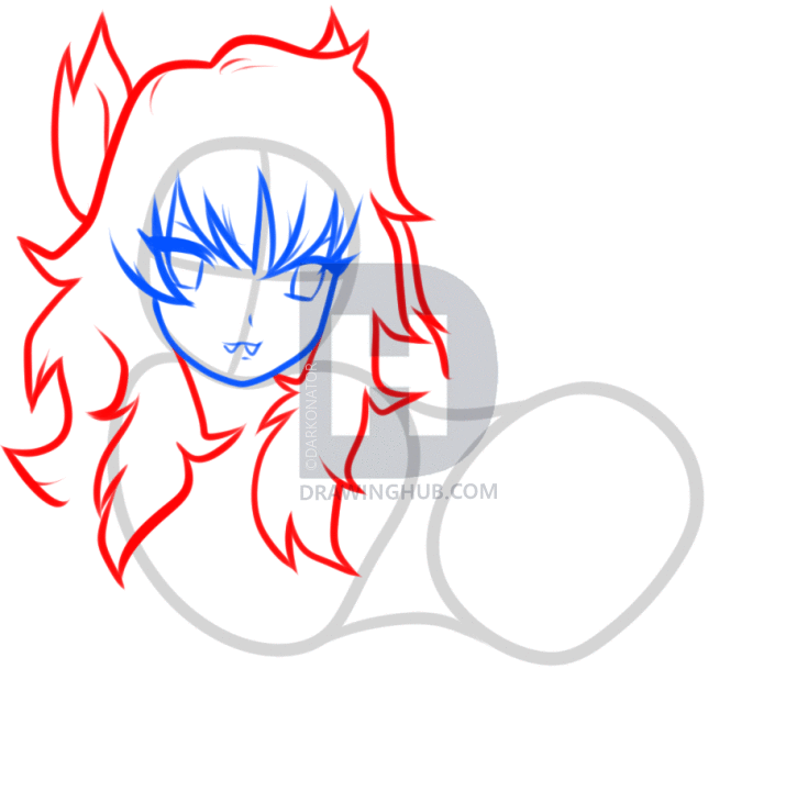 735x720 How To Draw An Anime Werewolf Girl, Step