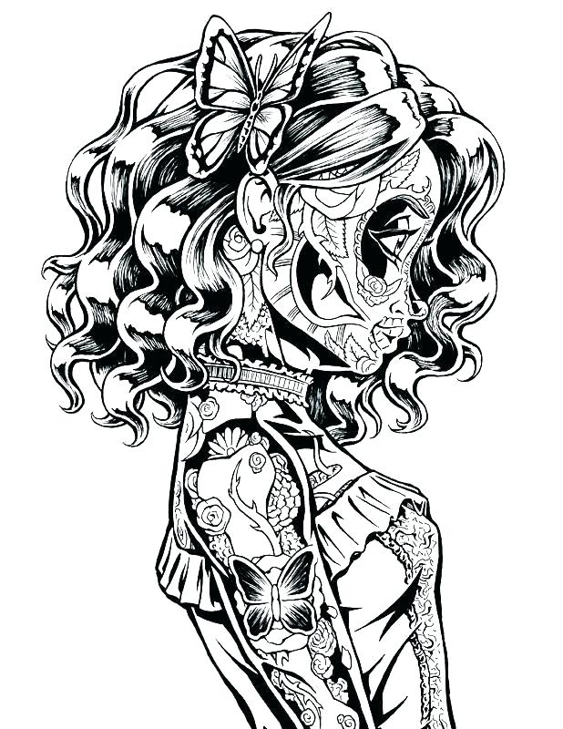 618x800 Coloring Pages Day Of The Dead Coloring Sheets Makeup Girl