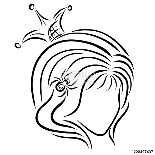 500x500 Cute Girl In A Crown With A Spider In Her Hair Stock Photo