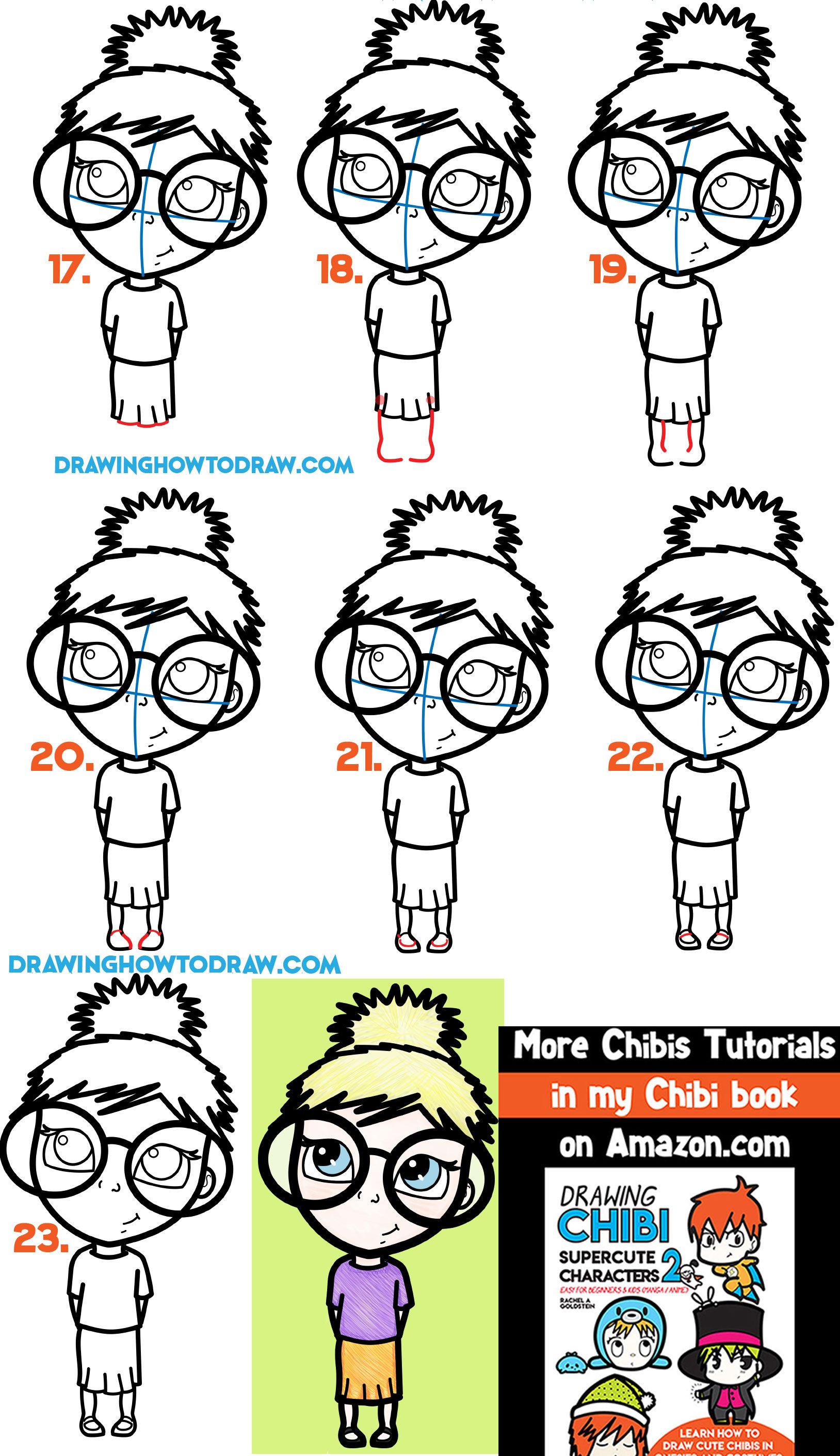 1628x2822 How To Draw A Cute Girl With Glasses Illustration