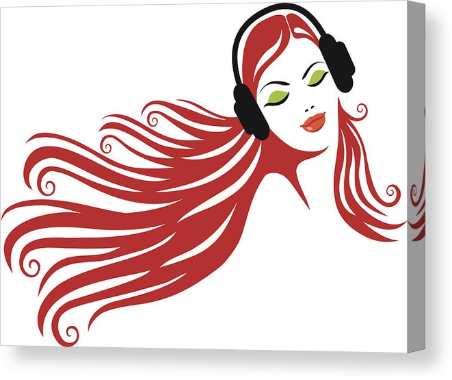 661x555 Woman With Headphones Canvas Print Canvas Art