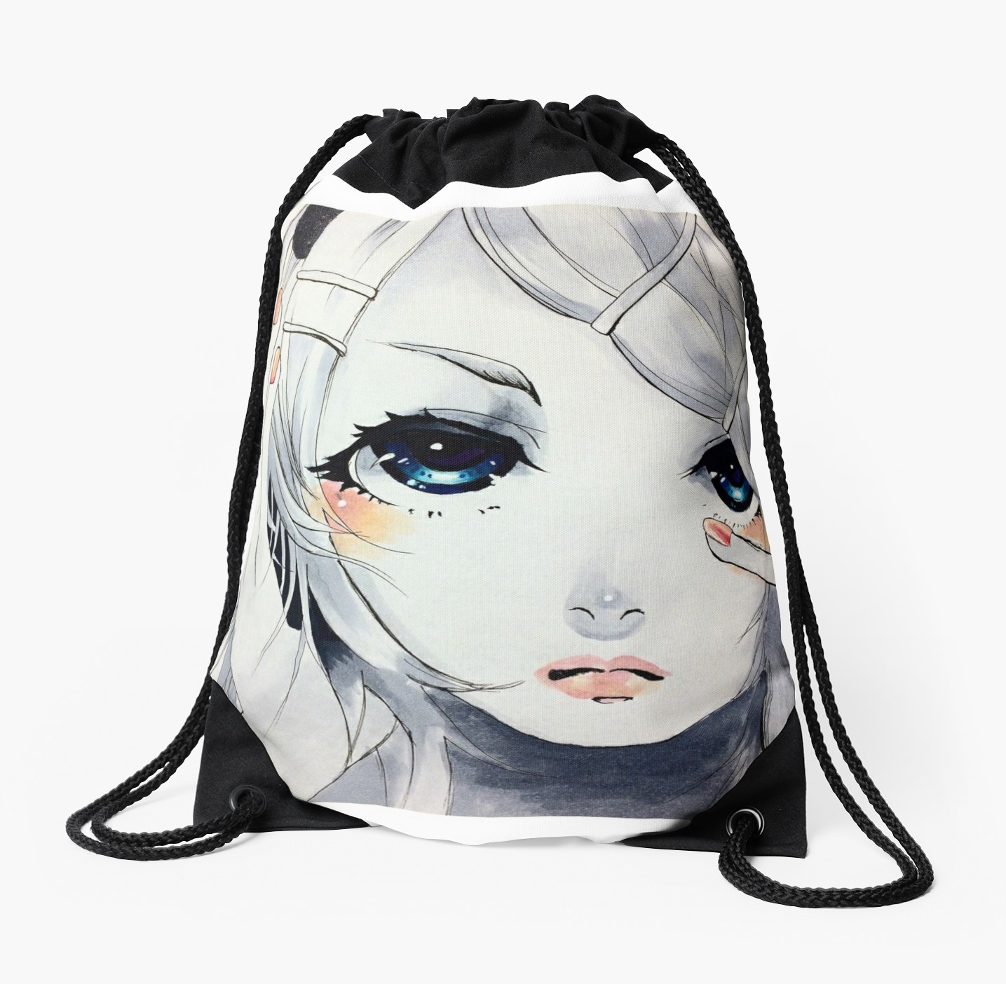1435x1404 Anime Girl Wearing Headphones Drawstring Bag