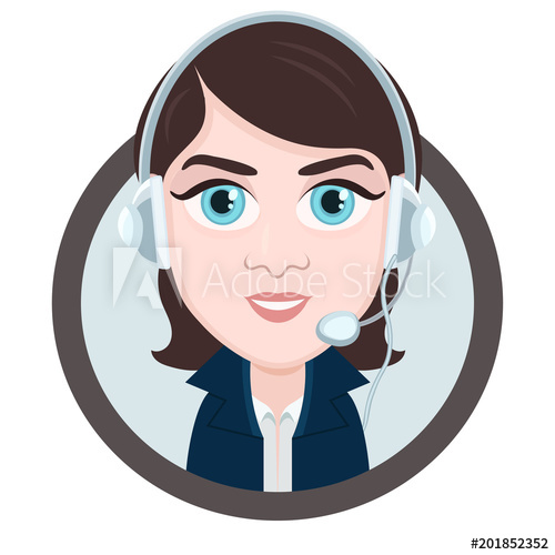 500x500 Cartoon Character, Vector Drawing Portrait Girl Call Center