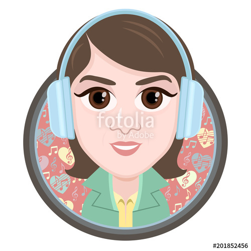 500x500 Cartoon Character, Vector Drawing Portrait Girl In Headphones