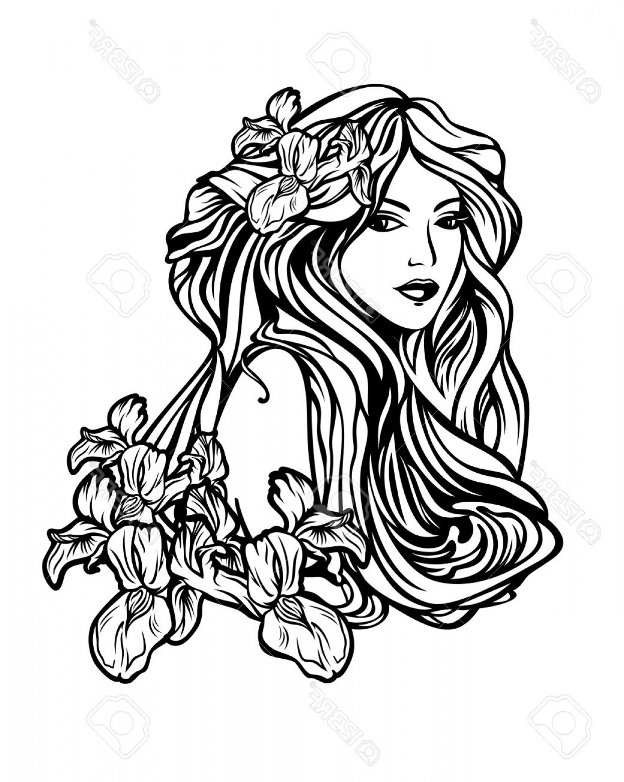 1246x1560 Hair Vector Art Nouveau Hoodamathrun
