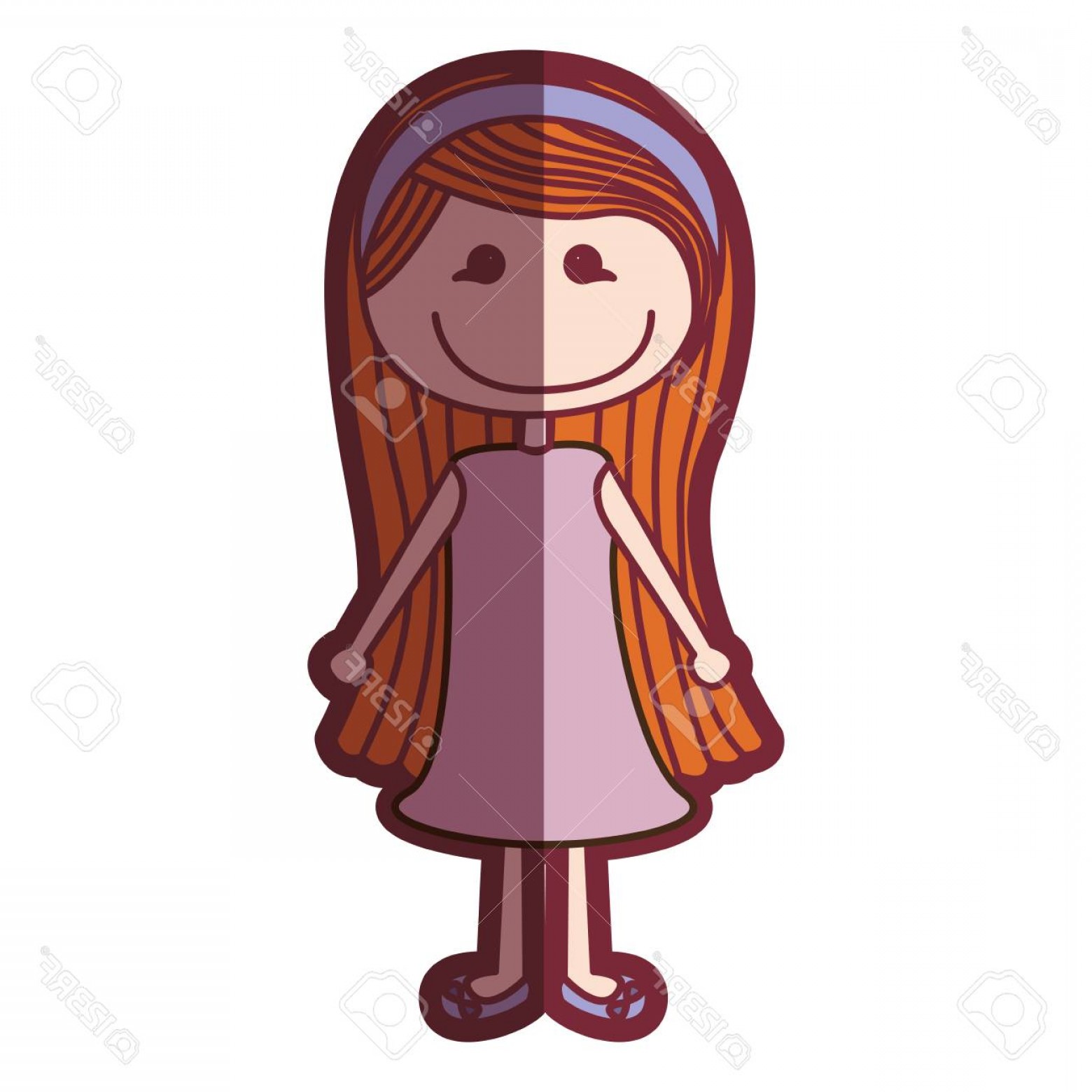 1560x1560 Photostock Vector Color Silhouette Shading Cartoon Long Hair Girl