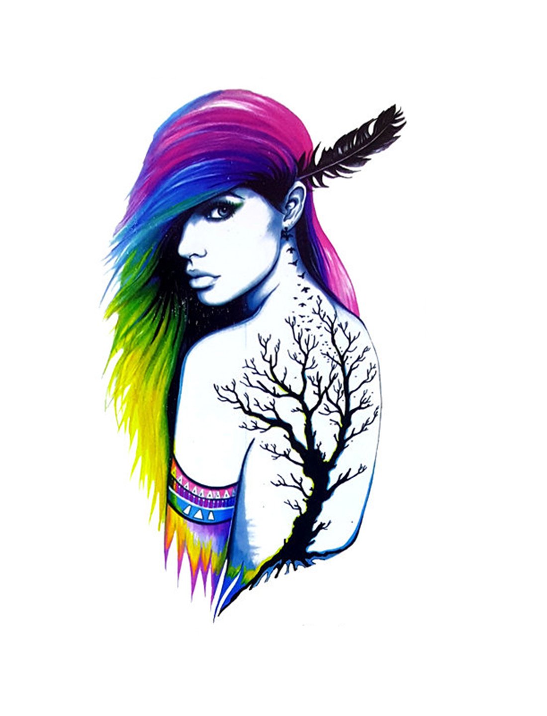 1100x1440 temporary tattoo for girls men women beautiful long hair women