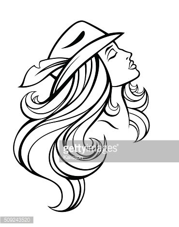 370x467 Vector Portrait Of Fashion Girl With Long Hair In Premium Clipart