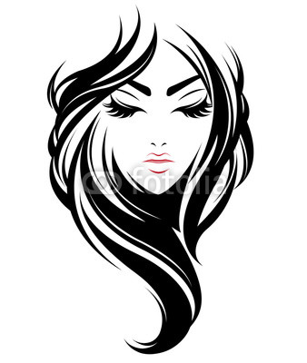 338x400 women long hair style icon, logo women on white background buy