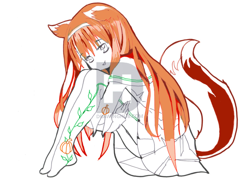 935x720 How To Draw An Anime Halloween Girl, Step