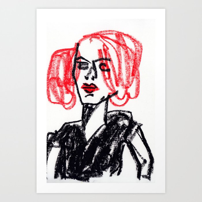 700x700 Red Hair Girl Art Print