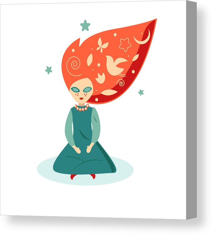 678x750 Dreamer, Girl With Red Hair Canvas Print Canvas Art