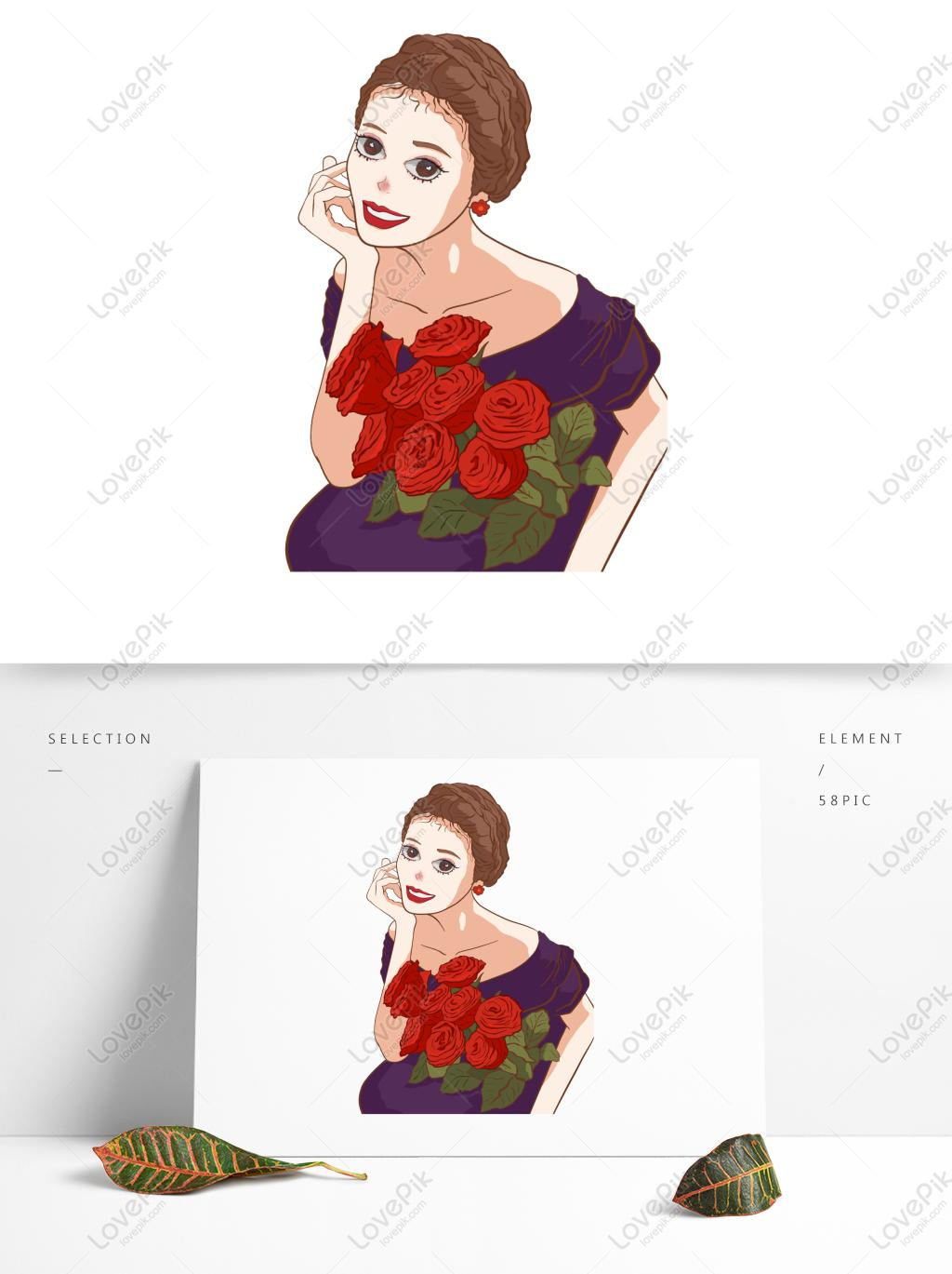 1024x1369 Girl Fashion Woman Holding A Rose Png Material Graphics