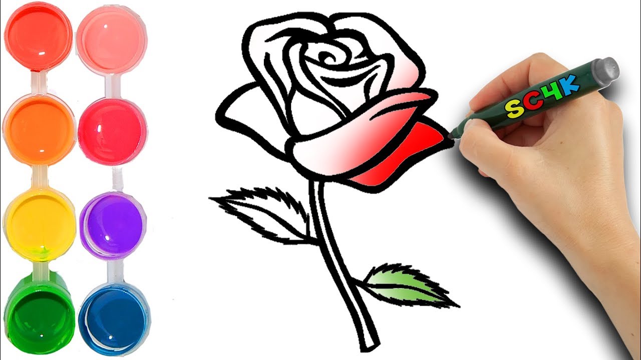 1280x720 How To Draw A Rose Flower Kids Learn Colors Step