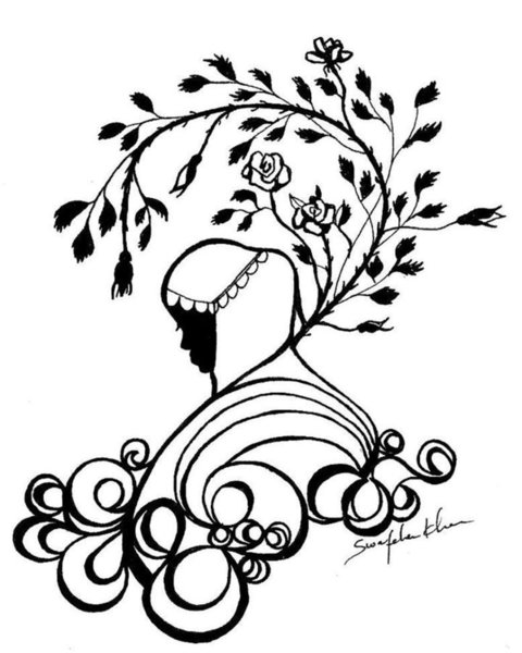 480x600 Rose Girl Drawing