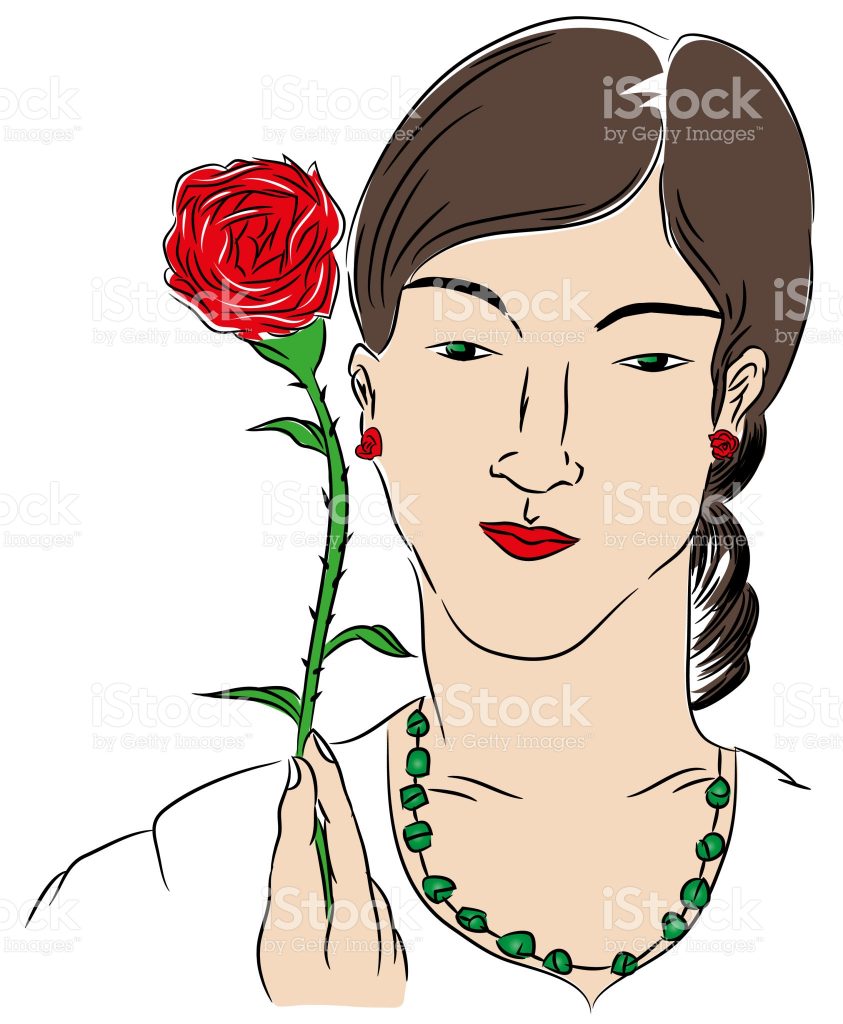 843x1024 Woman And Rose