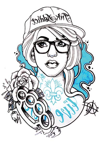 392x550 Rose Girl Large Half Sleeve Arm Tattoo Temporary