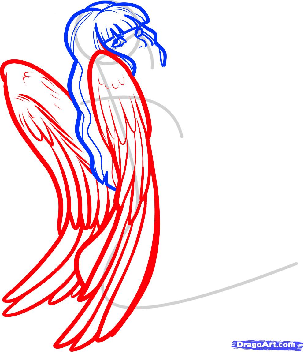 994x1150 How To Draw An Angel Girl, Angel Girl, Step