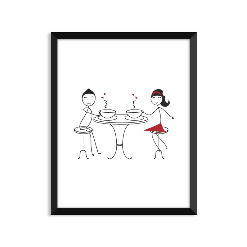 794x794 Tea Time Cute Home Decor Typography Handmade Drawing Etsy