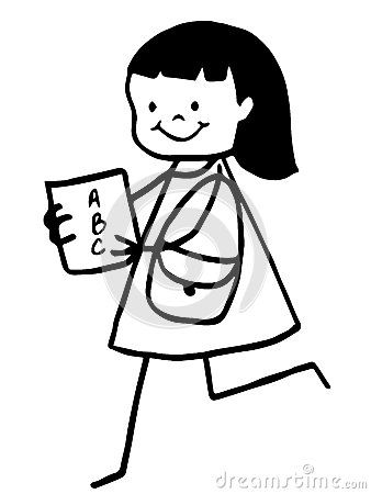 338x450 Stick Figure Happy Girl With Book Clipart Stick Figures