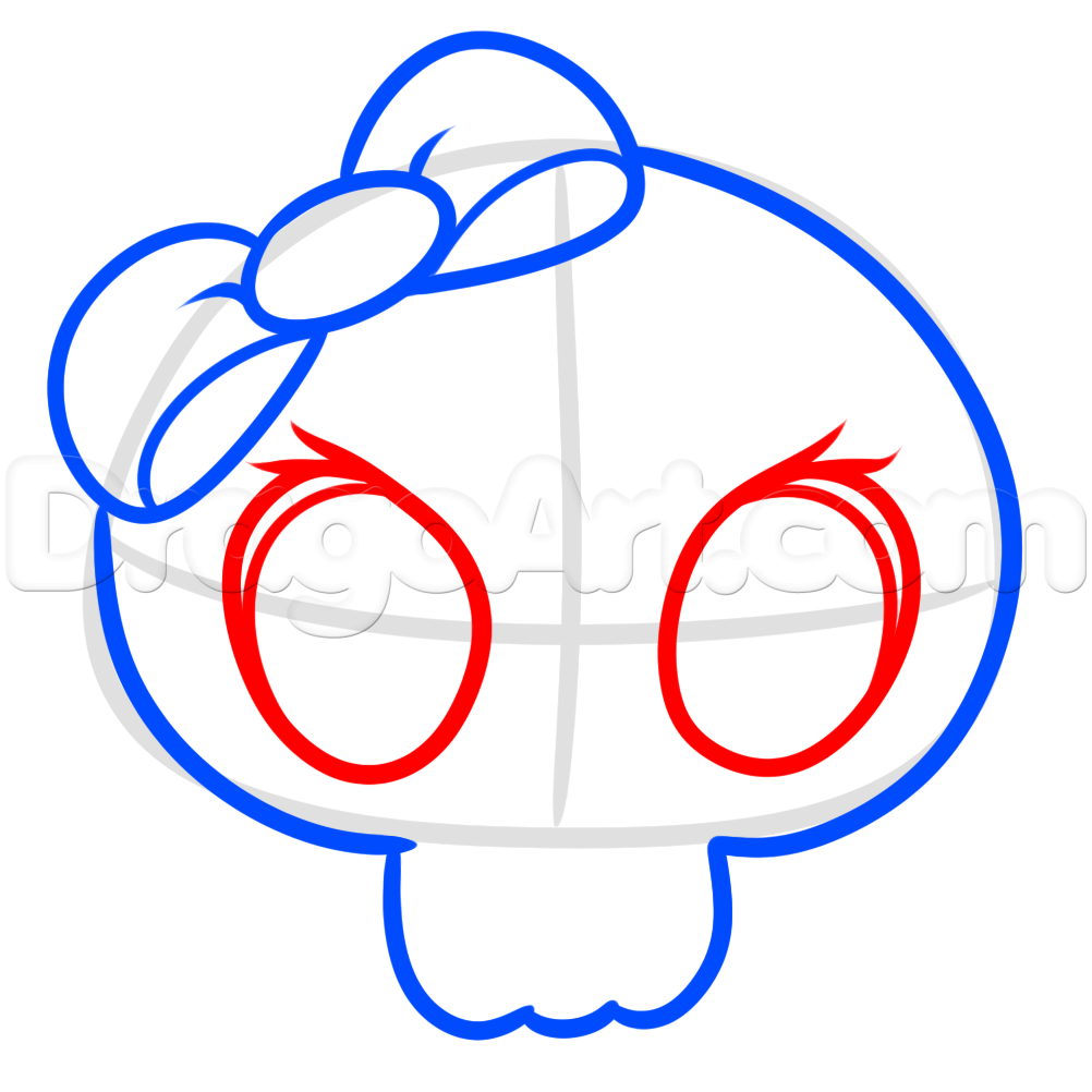 1002x1002 How To Draw A Girly Skull, Step