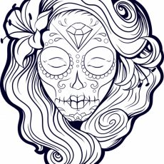 230x230 Stunning Girly Sugar Skull Coloring Pages Pictures Download