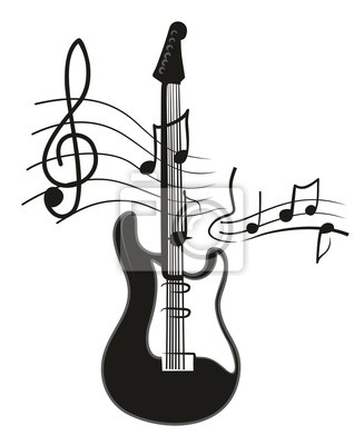 327x400 Plakat Gitara Elektryczna Z Nutami Na Wymiar Ilustracja