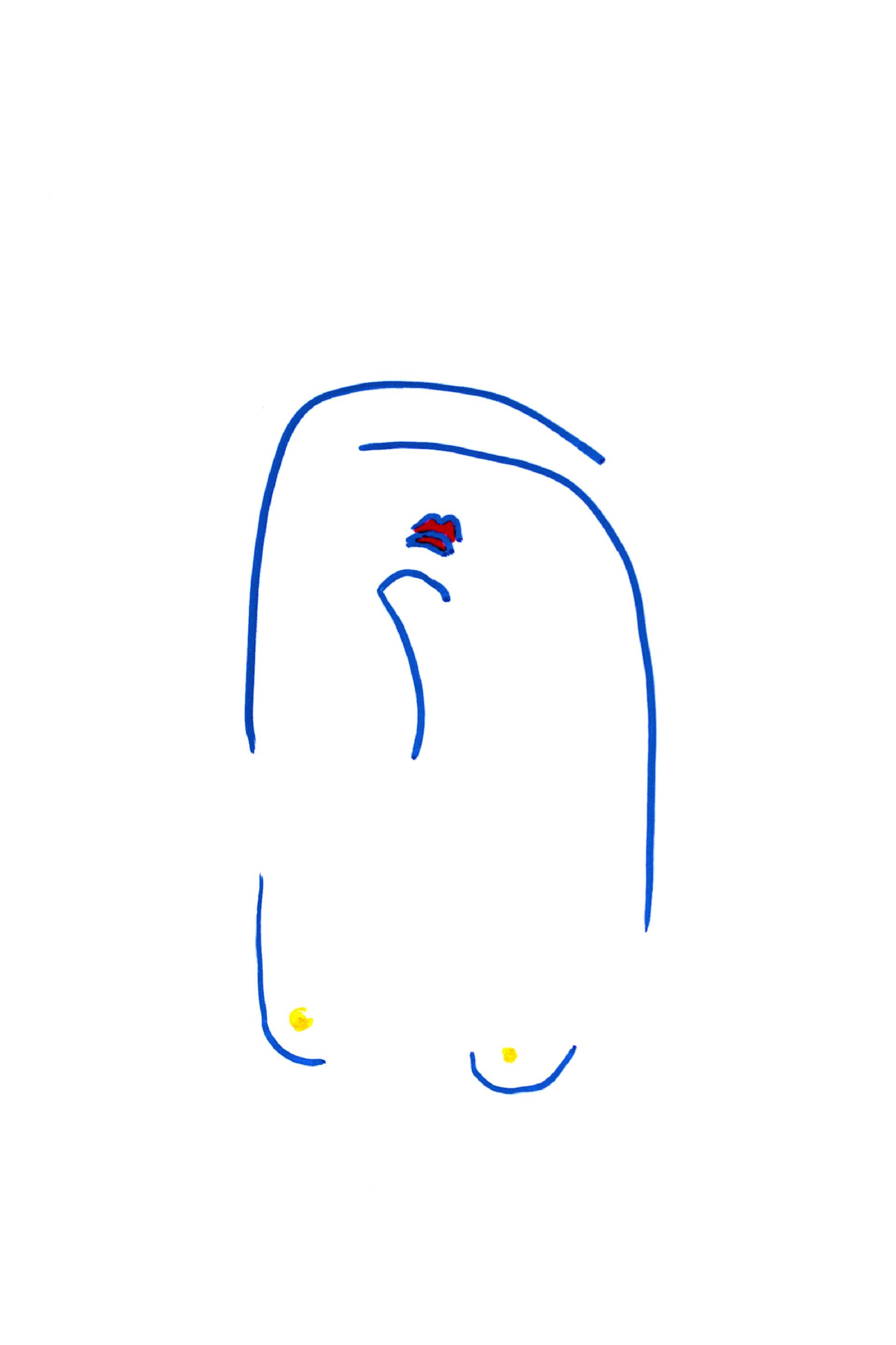 1920x2881 Bleu Le Baiser Series Drawing