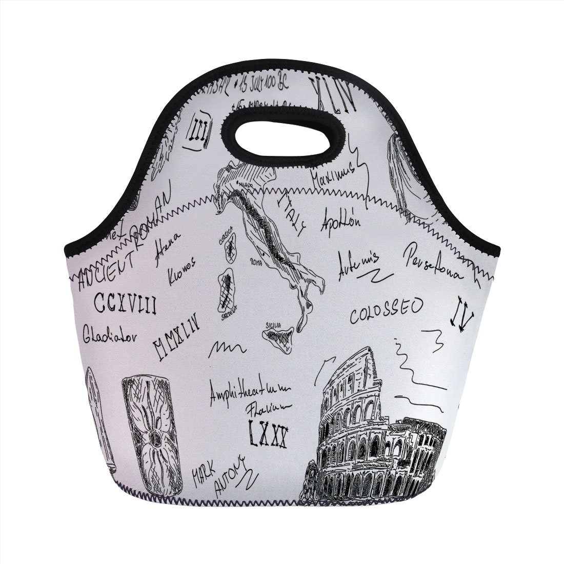 1100x1100 neoprene lunch bag, toga party, ancient roman period