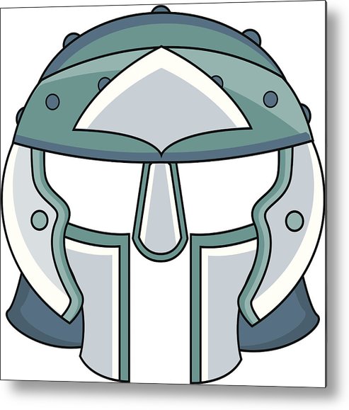 493x579 Roman Gladiators Helmet In Cartoon Style Metal Print