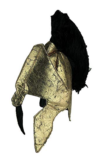 349x550 Adult Gold Fabric Gladiator Helmet With Black Crest