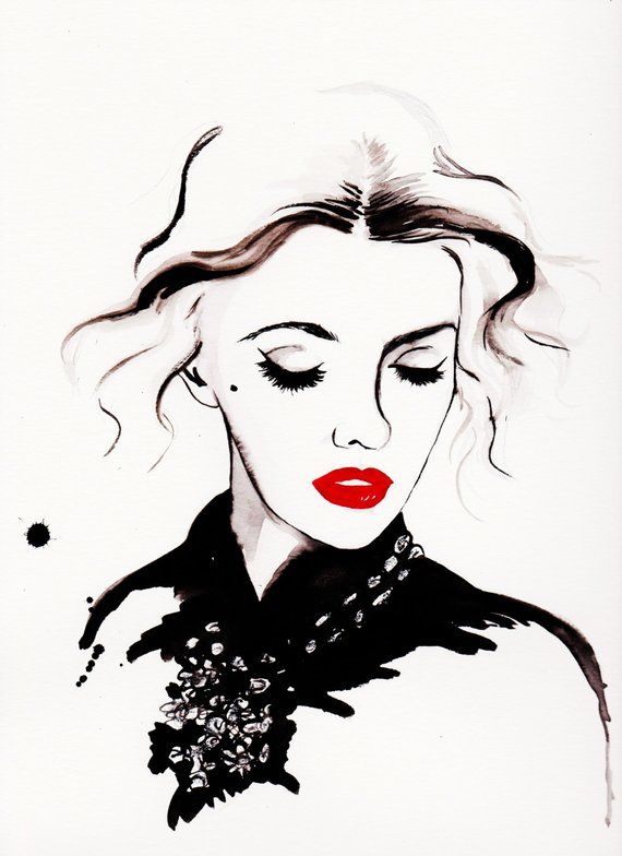 570x784 glamour print of original fashion illustration in products