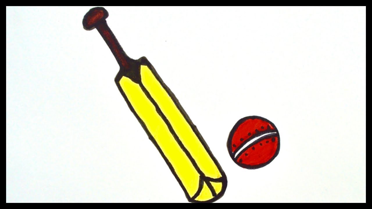 1280x720 How To Draw Cricket Bat And Ball Drawing And Coloring For Kids