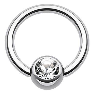 395x395 Glass Gem Ball Surgical Steel Captive Bead Ring